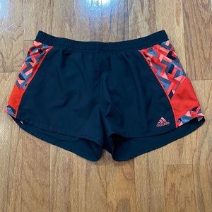 ADIDAS Woman Running Shorts Size Medium Climalite Black Orange Gray graphic